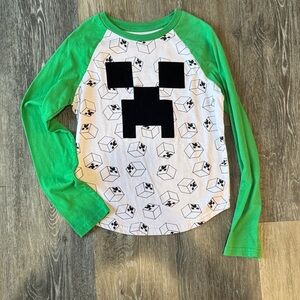 Green and White Minecraft Kids Shirt